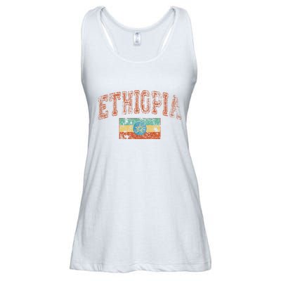 Vintage Retro Faded Ethiopia Flag Ethiopian Pride Ladies Essential Flowy Tank