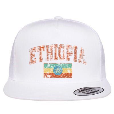 Vintage Retro Faded Ethiopia Flag Ethiopian Pride Flatbill Hat