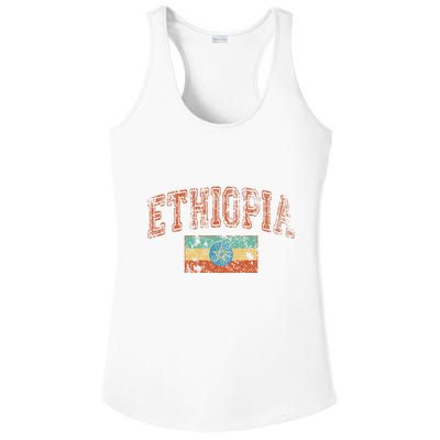 Vintage Retro Faded Ethiopia Flag Ethiopian Pride Ladies PosiCharge Competitor Racerback Tank