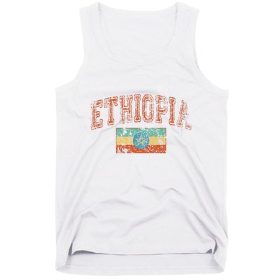 Vintage Retro Faded Ethiopia Flag Ethiopian Pride Tank Top