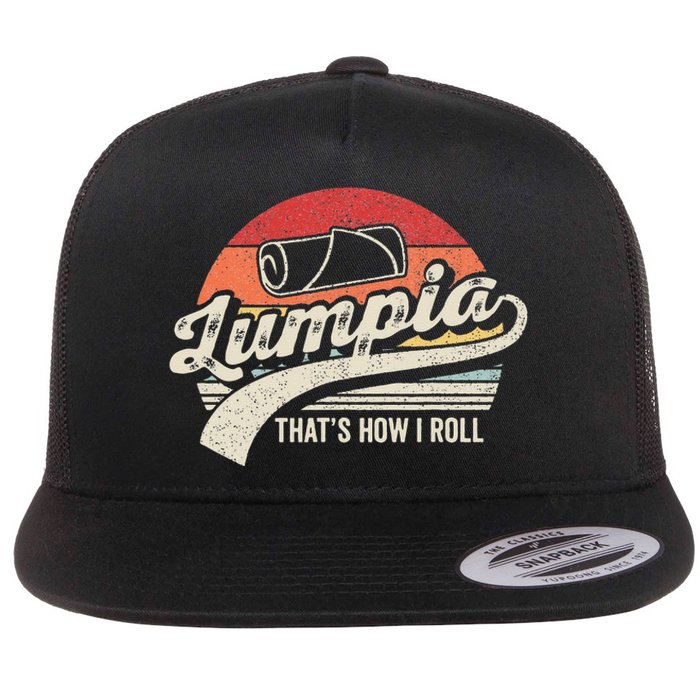 Vintage Retro Filipino Pride Lumpia This Is How I Roll Food Flat Bill Trucker Hat