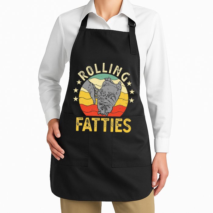Vintage Rolling Fatties Cat Retro Kitty Kitten Meow Lover Full-Length Apron With Pockets