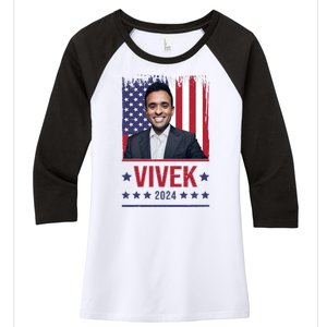 Vivek Ramawamy For President 2024 Election Women's Tri-Blend 3/4-Sleeve Raglan Shirt