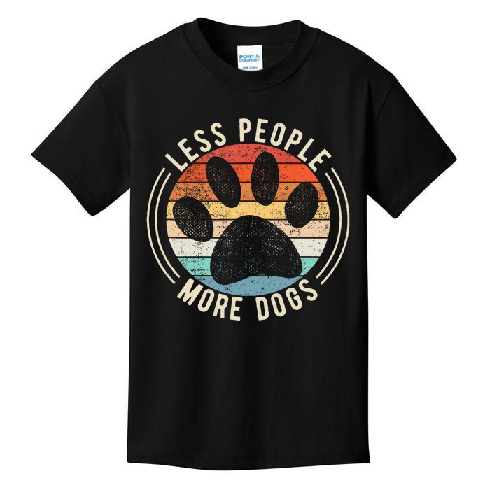 Vintage Retro Funny Sayings Dog Lover Less People More Dogs Kids T-Shirt