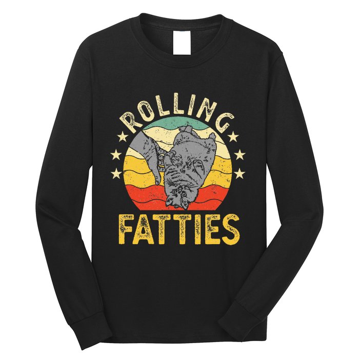 Vintage Rolling Fatties Cat Retro Kitty Kitten Meow Lover Long Sleeve Shirt