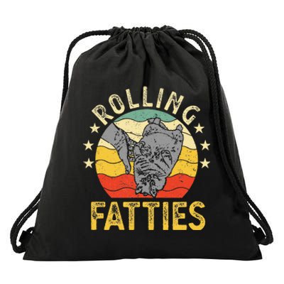 Vintage Rolling Fatties Cat Retro Kitty Kitten Meow Lover Drawstring Bag