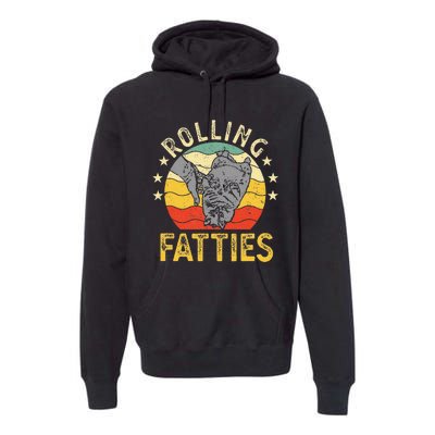 Vintage Rolling Fatties Cat Retro Kitty Kitten Meow Lover Premium Hoodie