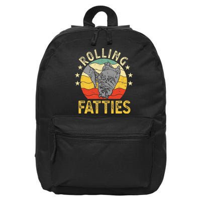 Vintage Rolling Fatties Cat Retro Kitty Kitten Meow Lover 16 in Basic Backpack