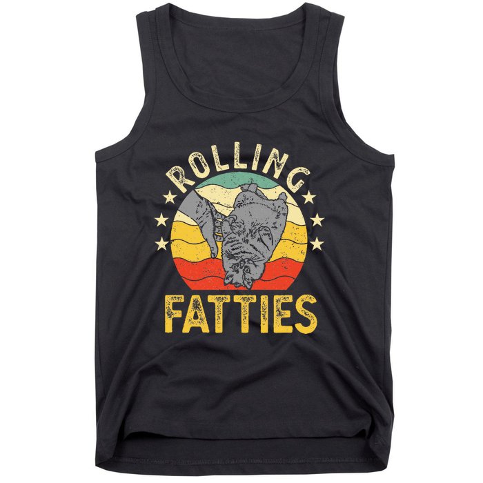 Vintage Rolling Fatties Cat Retro Kitty Kitten Meow Lover Tank Top