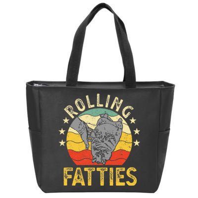 Vintage Rolling Fatties Cat Retro Kitty Kitten Meow Lover Zip Tote Bag