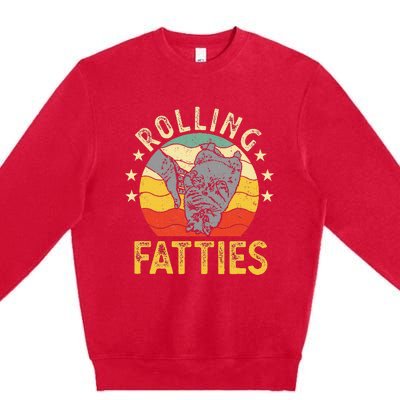 Vintage Rolling Fatties Cat Retro Kitty Kitten Meow Lover Premium Crewneck Sweatshirt