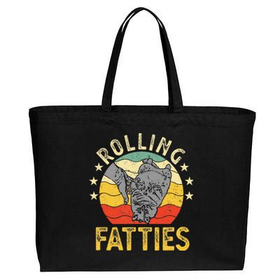 Vintage Rolling Fatties Cat Retro Kitty Kitten Meow Lover Cotton Canvas Jumbo Tote