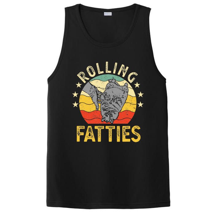 Vintage Rolling Fatties Cat Retro Kitty Kitten Meow Lover PosiCharge Competitor Tank