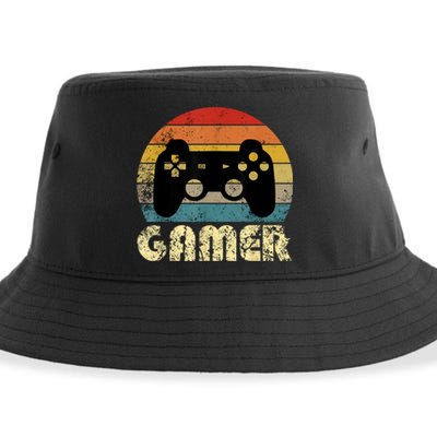 Vintage Retro Gamer Video Game Player Sustainable Bucket Hat