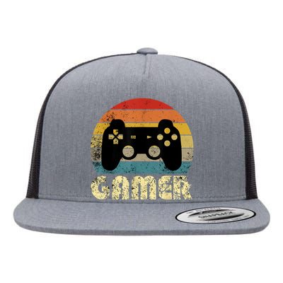 Vintage Retro Gamer Video Game Player Flat Bill Trucker Hat