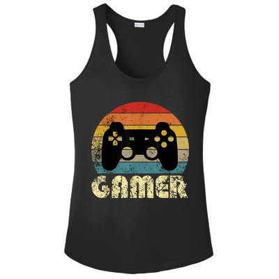 Vintage Retro Gamer Video Game Player Ladies PosiCharge Competitor Racerback Tank