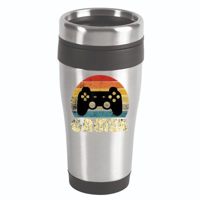 Vintage Retro Gamer Video Game Player 16oz Travel Tumbler