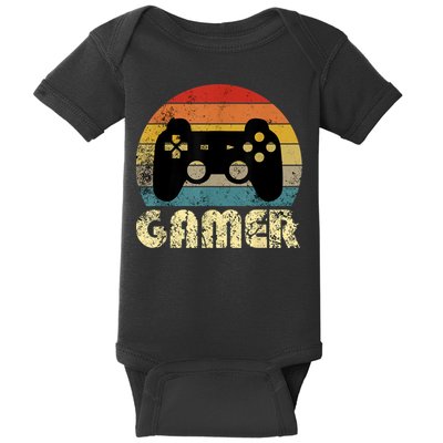 Vintage Retro Gamer Video Game Player Baby Bodysuit