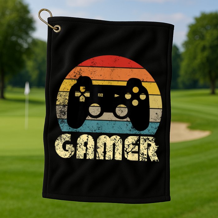 Vintage Retro Gamer Video Game Player Golf Towel