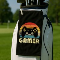 Vintage Retro Gamer Video Game Player Golf Towel