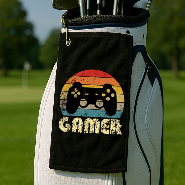 Vintage Retro Gamer Video Game Player Golf Towel