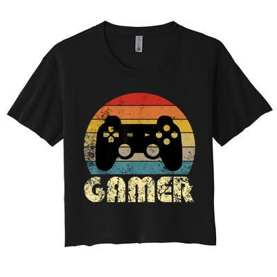 Vintage Retro Gamer Video Game Player Crop Top