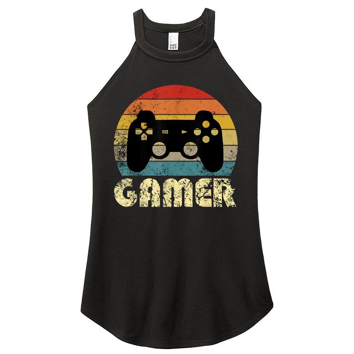 Vintage Retro Gamer Video Game Player Women's Perfect Tri Rocker Tank