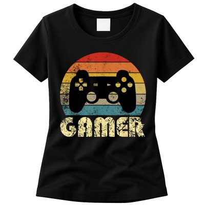 Vintage Retro Gamer Video Game Player Womens T-Shirt