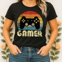 Vintage Retro Gamer Video Game Player Womens T-Shirt