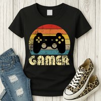 Vintage Retro Gamer Video Game Player Womens T-Shirt
