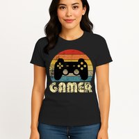 Vintage Retro Gamer Video Game Player Womens T-Shirt