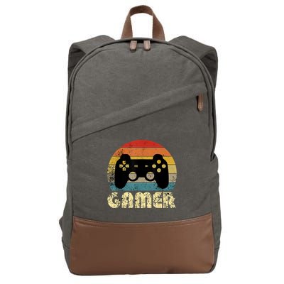 Vintage Retro Gamer Video Game Player Cotton Canvas Backpack