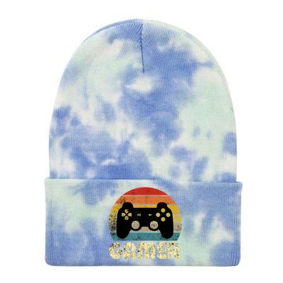 Vintage Retro Gamer Video Game Player Tie Dye 12in Knit Beanie