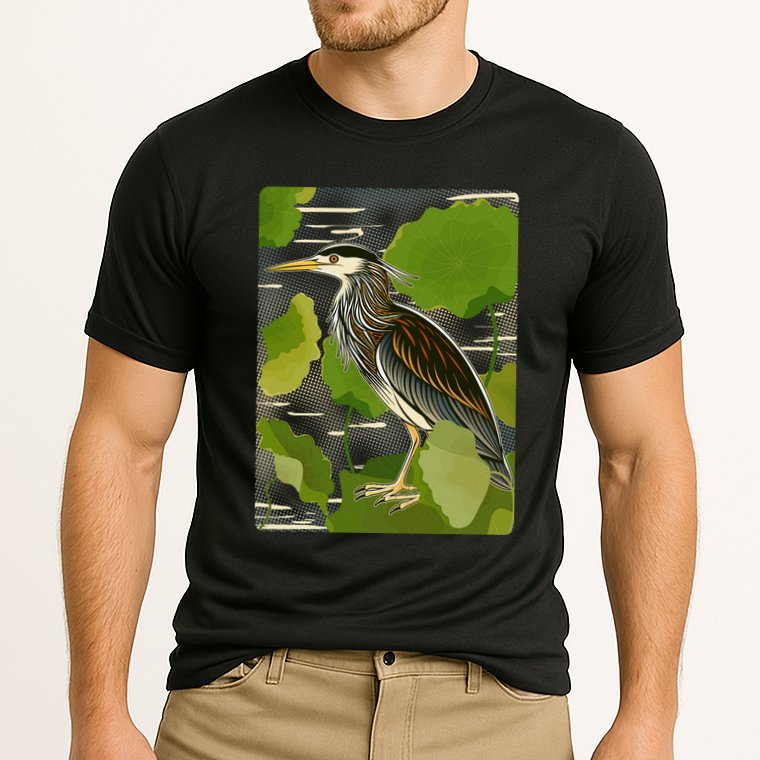 Vintage Retro Green Heron Bird Cooling Performance Crew T-Shirt