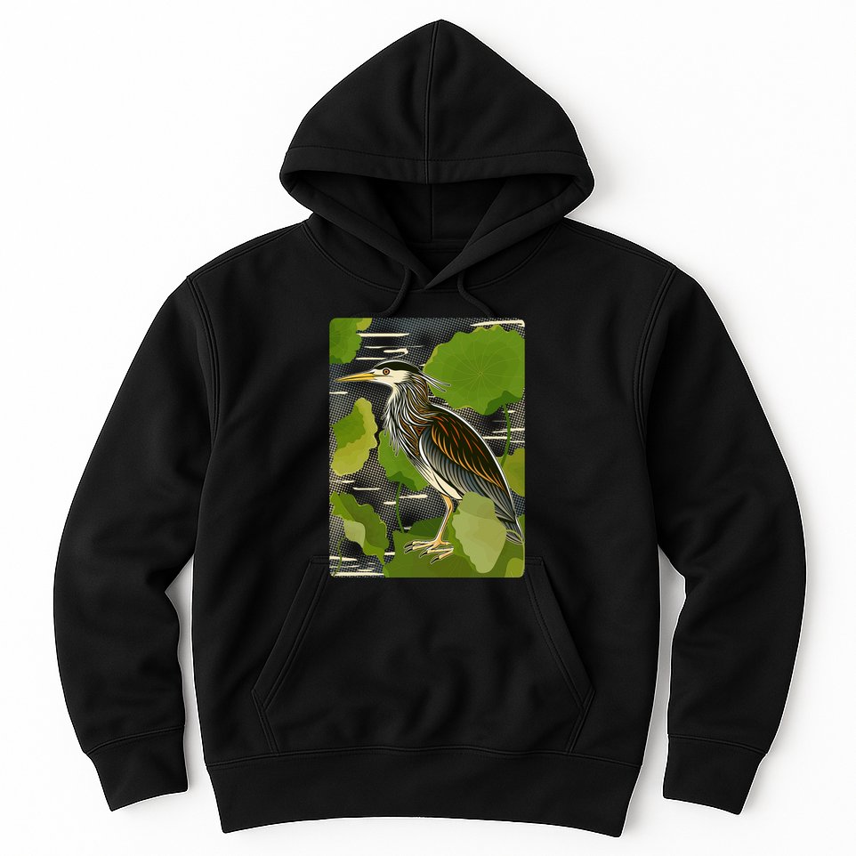 Vintage Retro Green Heron Bird Hoodie