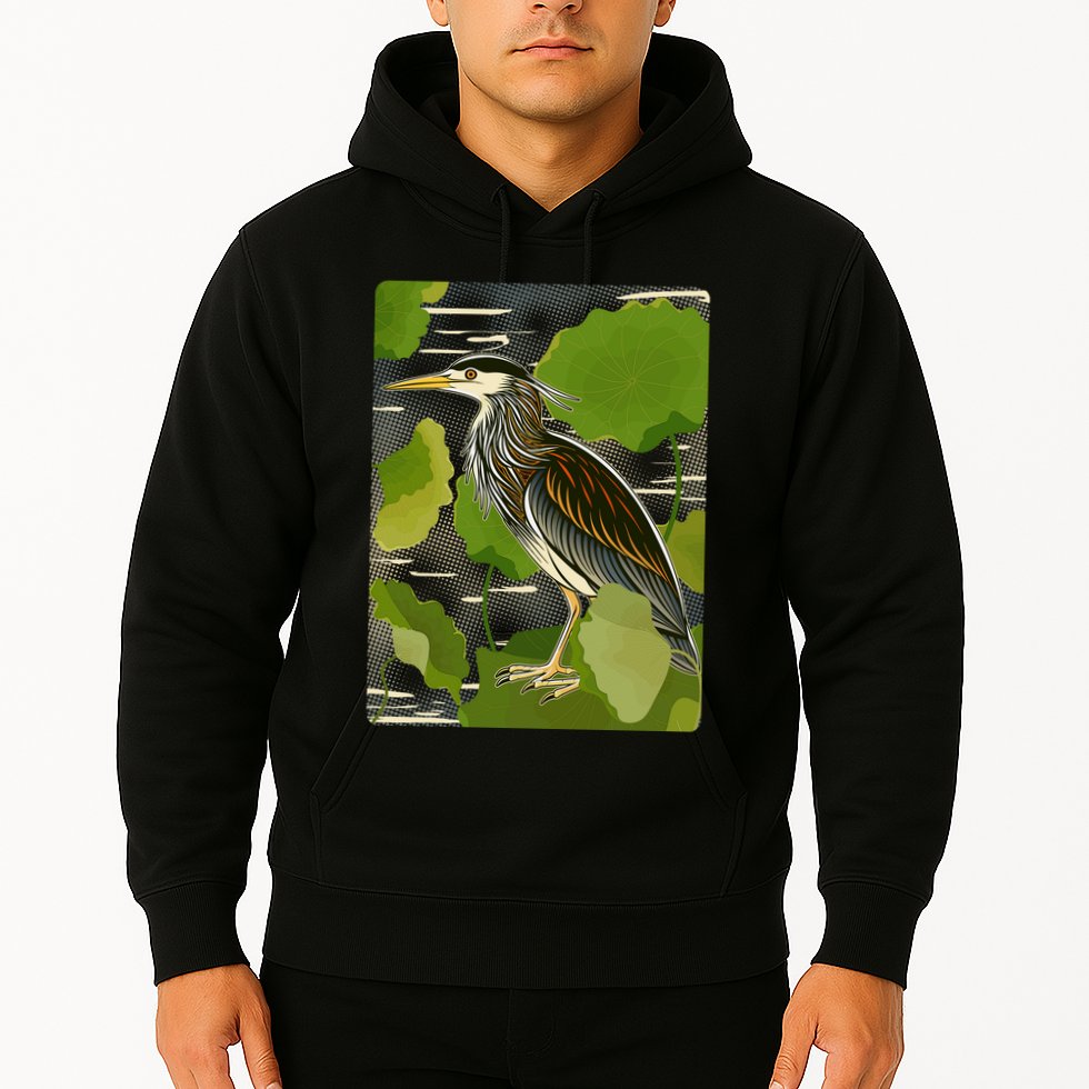 Vintage Retro Green Heron Bird Hoodie