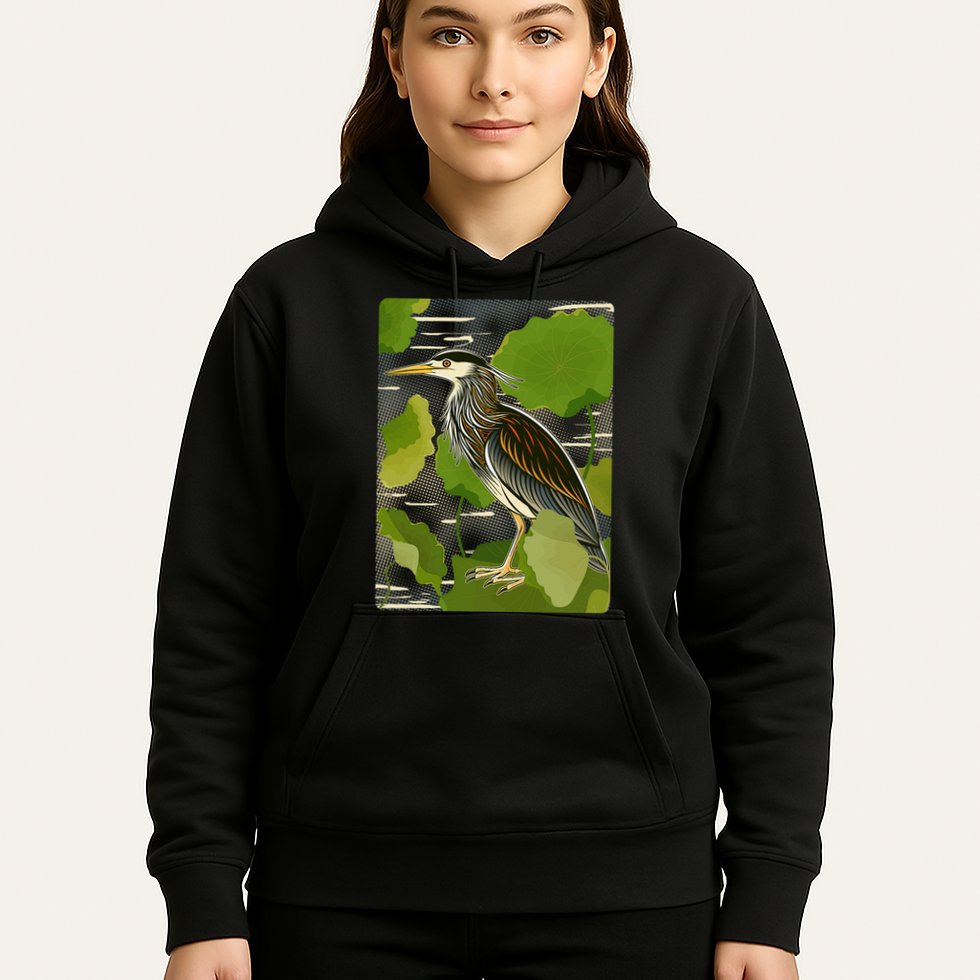 Vintage Retro Green Heron Bird Hoodie