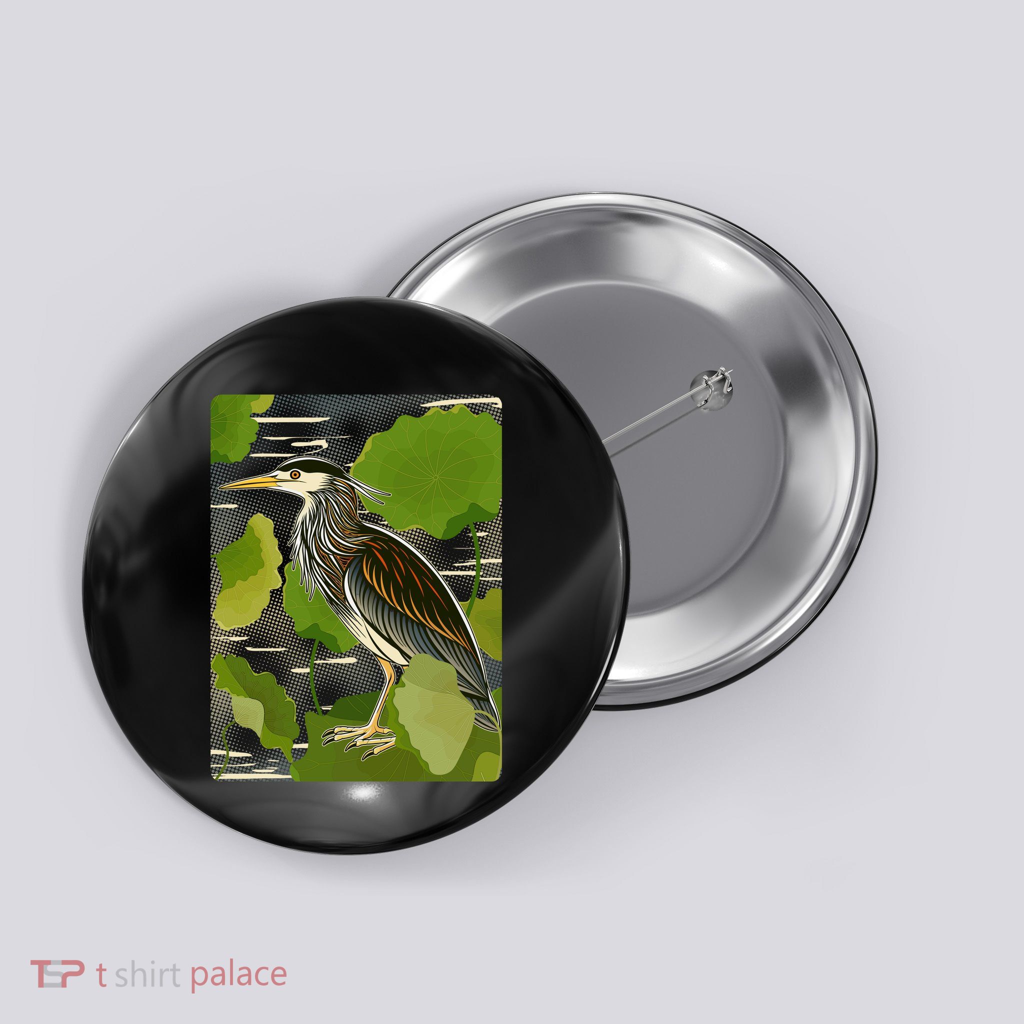 Vintage Retro Green Heron Bird Button