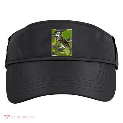 Vintage Retro Green Heron Bird Adult Drive Performance Visor
