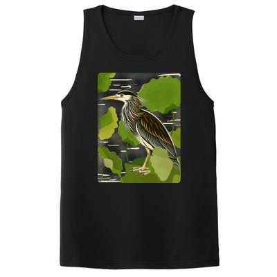 Vintage Retro Green Heron Bird PosiCharge Competitor Tank