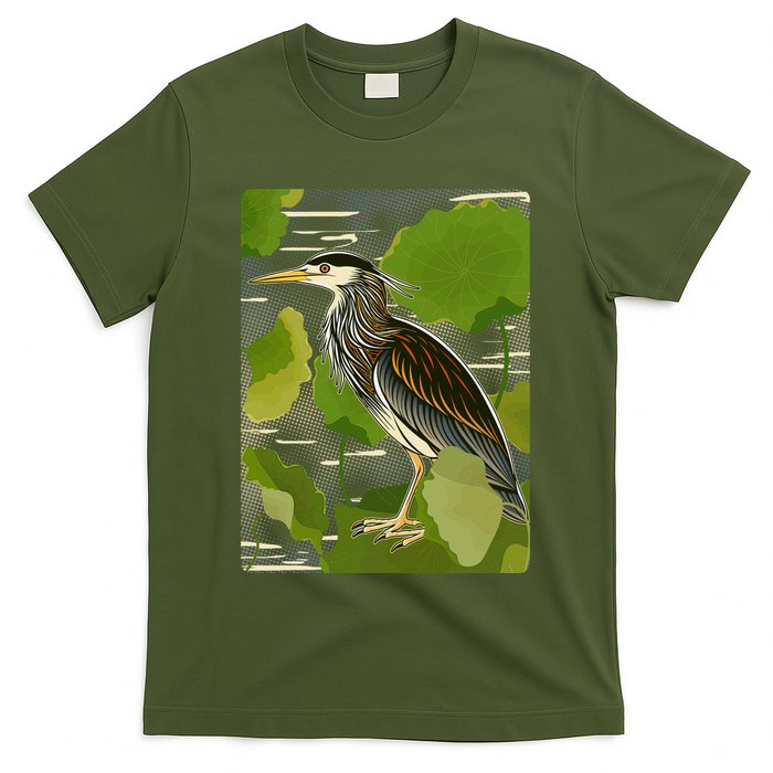 Vintage Retro Green Heron Bird T-Shirt