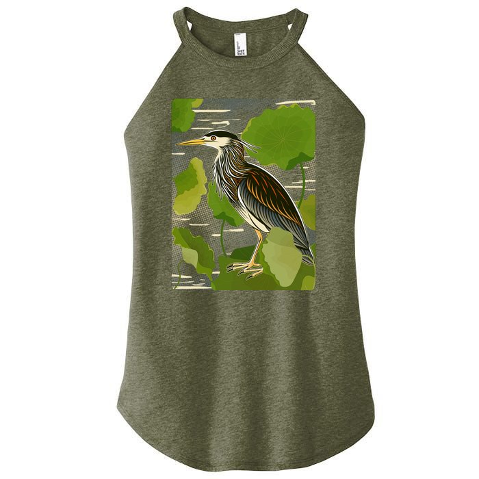 Vintage Retro Green Heron Bird Women's Perfect Tri Rocker Tank