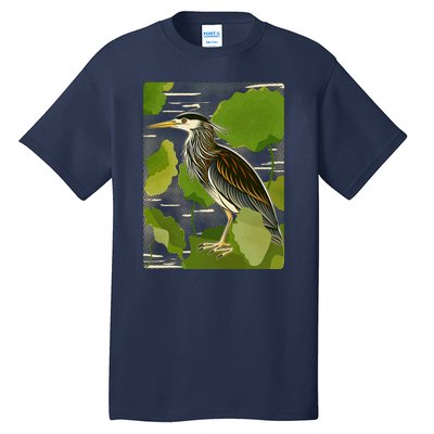 Vintage Retro Green Heron Bird Tall T-Shirt