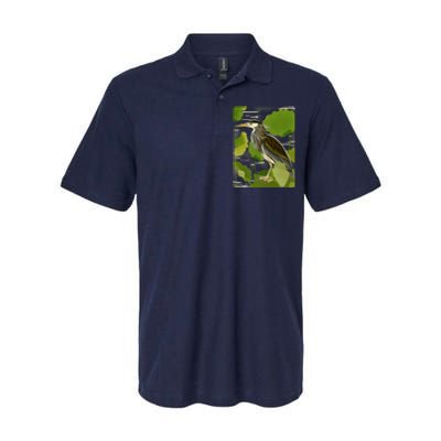 Vintage Retro Green Heron Bird Softstyle Adult Sport Polo