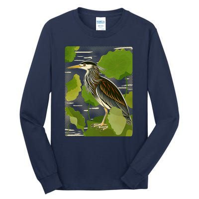 Vintage Retro Green Heron Bird Tall Long Sleeve T-Shirt