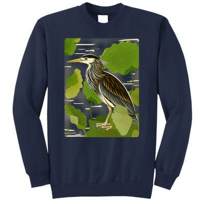 Vintage Retro Green Heron Bird Tall Sweatshirt