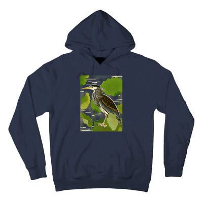 Vintage Retro Green Heron Bird Tall Hoodie