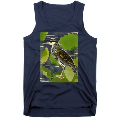 Vintage Retro Green Heron Bird Tank Top