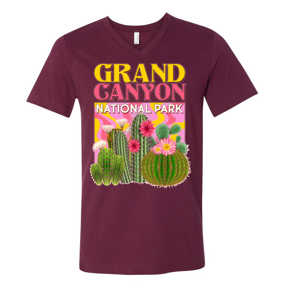 Vintage Retro Grand Canyon Travel Poster V-Neck T-Shirt