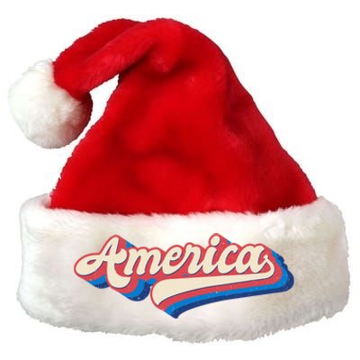 Vintage Retro Groovy America Usa Flag 4th Of July Patriotic Great Gift Premium Christmas Santa Hat